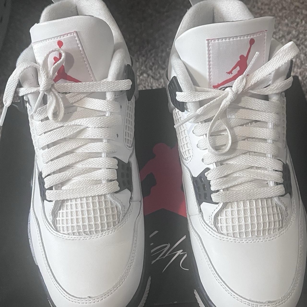 Jordan Air Jordan 4 Mid Top Lace Up Sneaker Jumpman White Gray Black Red