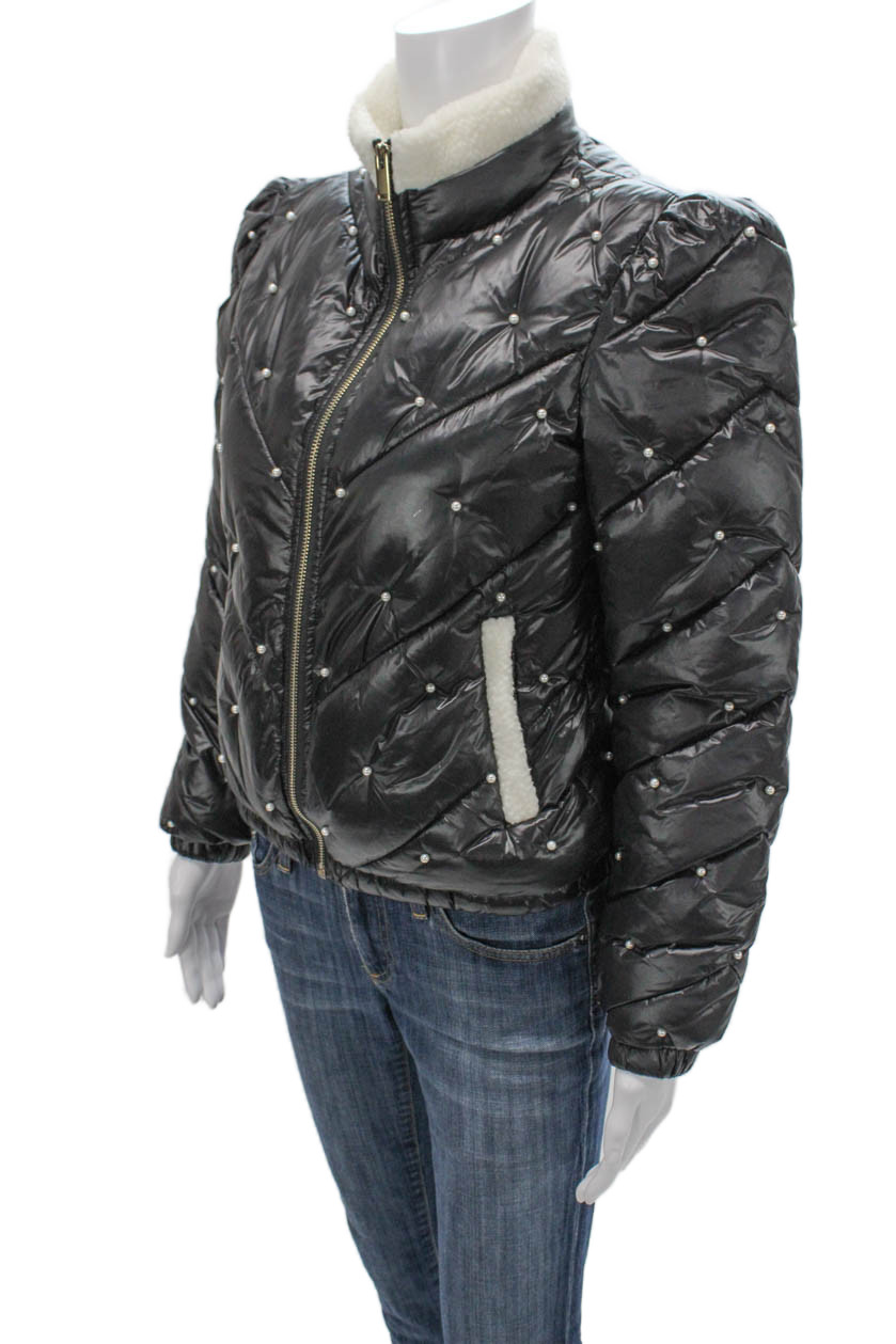 Generation Love Womens Black Quilted Nylon Puffer Jacket Long Sleeve Size XS
