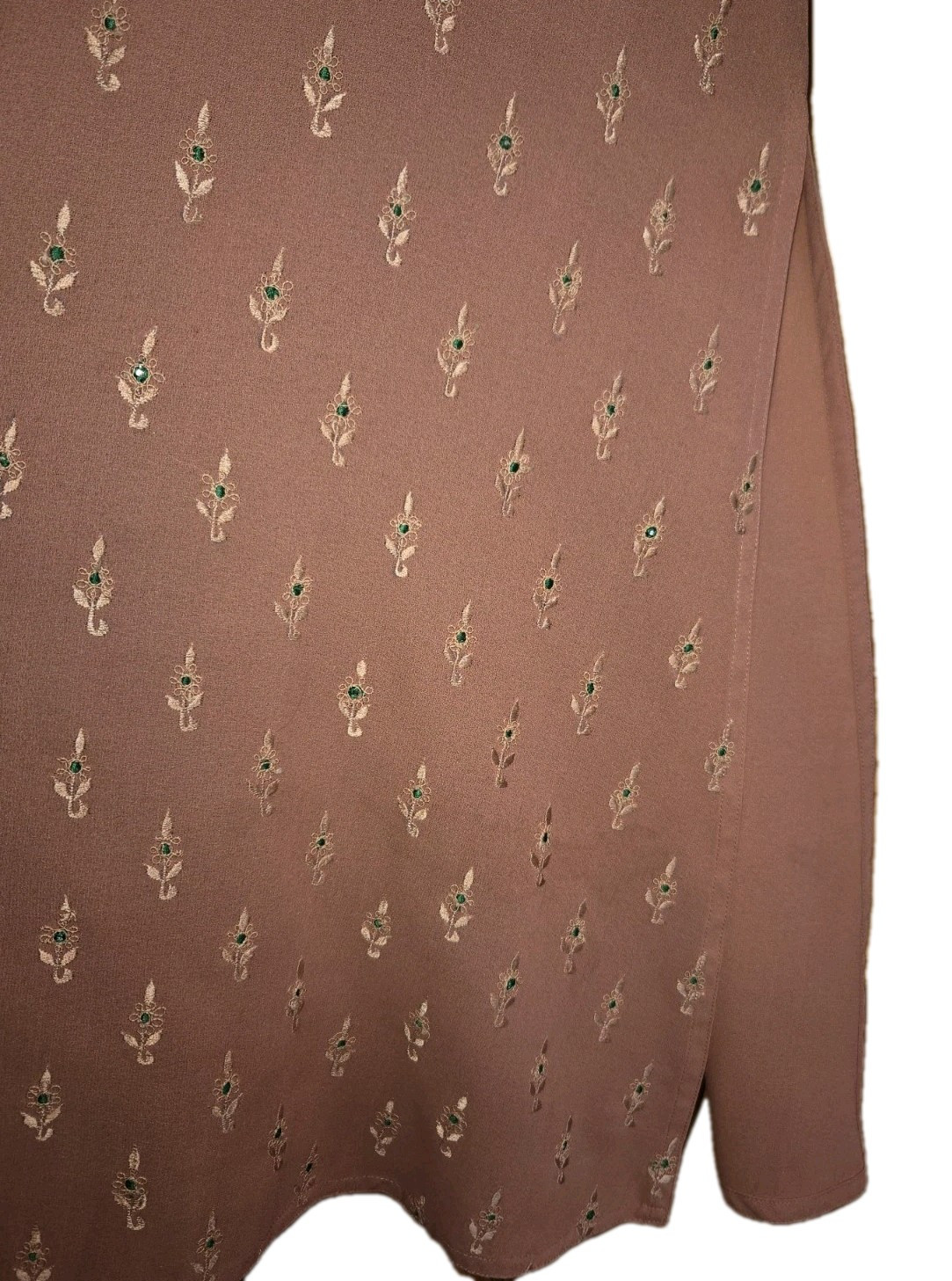 Peach Kurta Semi Sheer Size 38 Gota/Zari Embroidery • Emerald Detail • NWOT