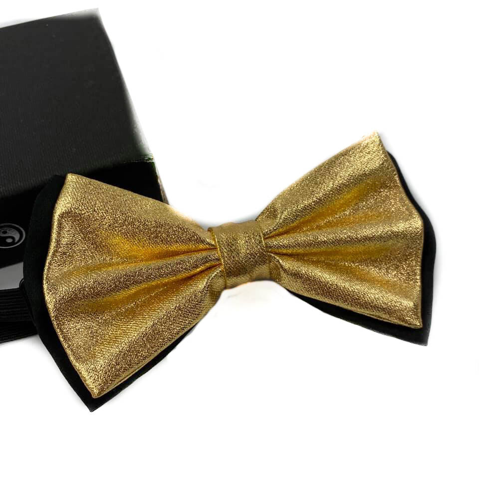 Metallic gold and black Tuxedo Adjustable Unisex Pre-Tied Bow Tie Neck wear