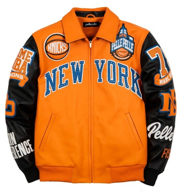 P-P New York Knicks Limited Edition Orange Leather Jacket