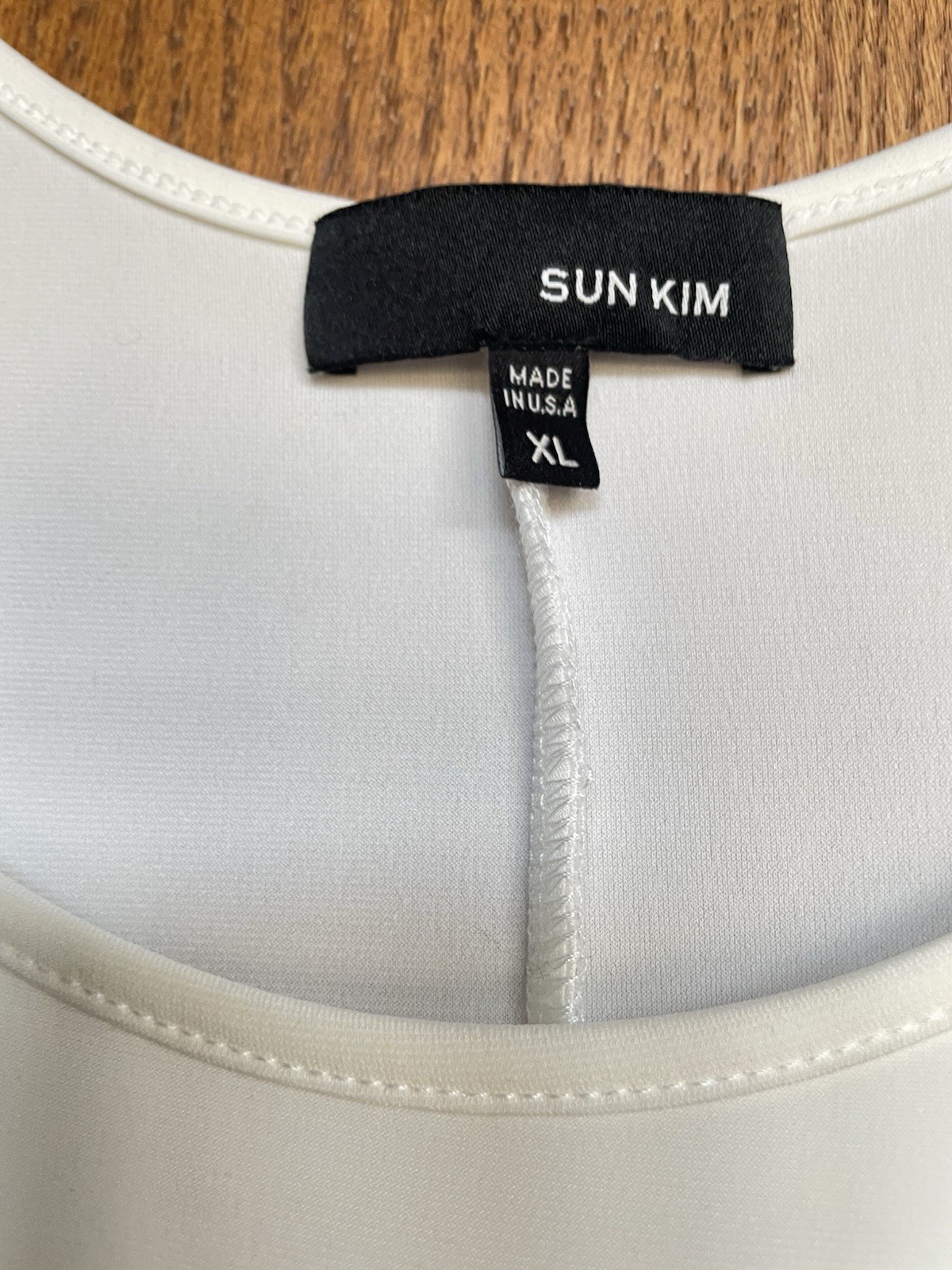 Sun Kim Tank Dress Tunic XL White A Line Sleeveless Scoop Neck Polyester Spandex