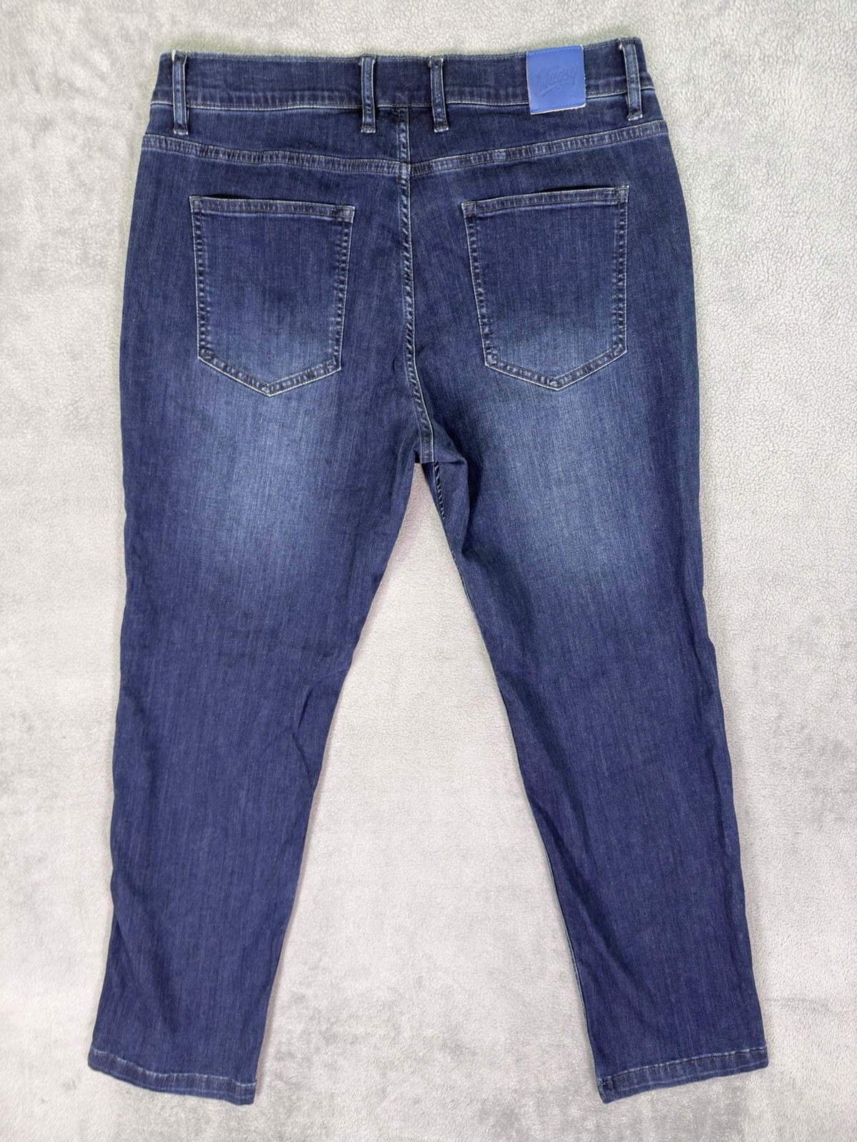 Mugsy Jeans Mens 34×30 Blue Straight Slim Dark Wash Fultons Casual Stretch