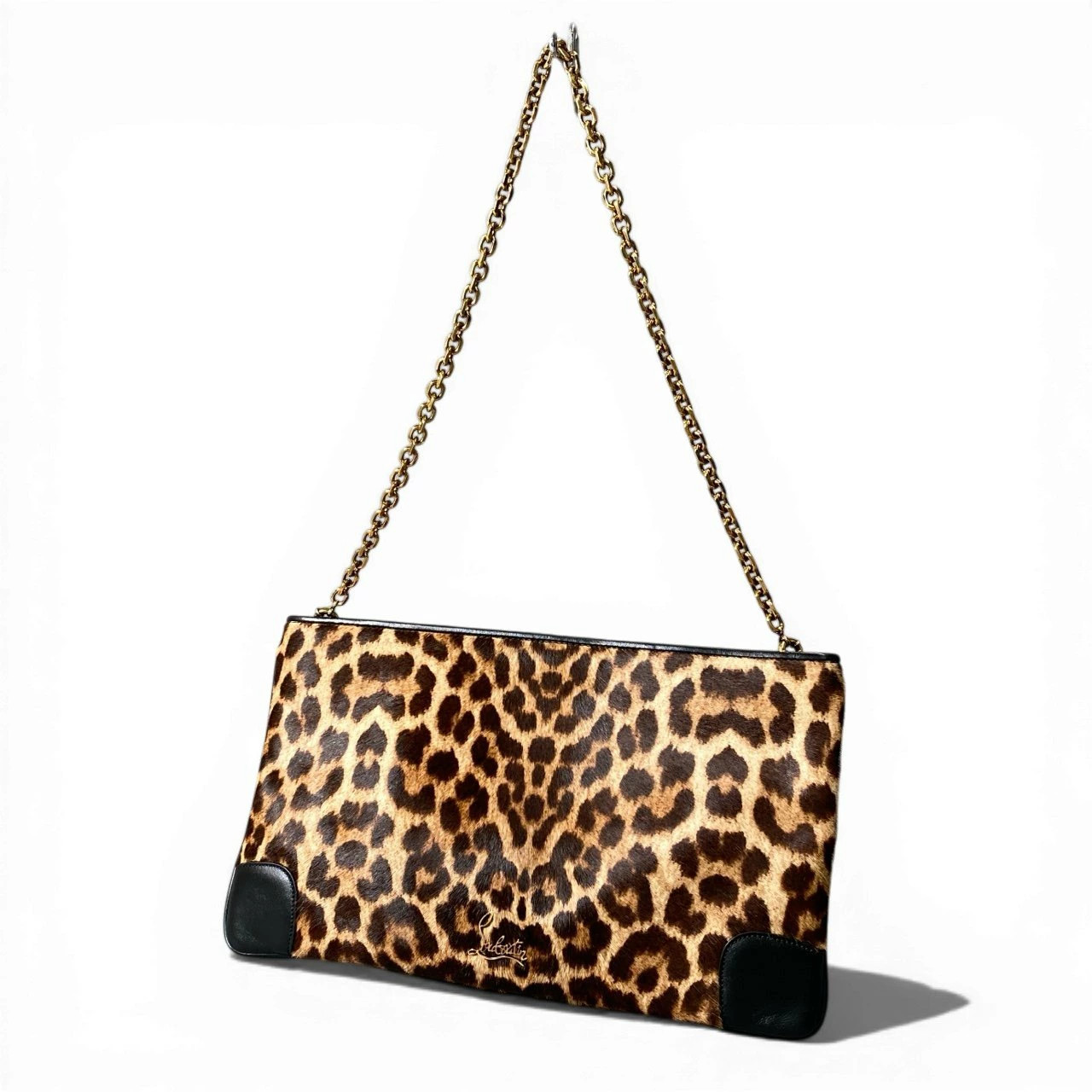 Christian Louboutin Cowhair Pony Hair Leopard Chain Shoulder Bag Ta1 Used