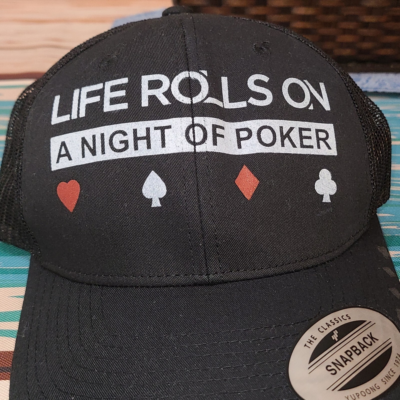Pair of Life Rolls On A Night of Poker Black Yupoong Classics Snapback Mesh Caps