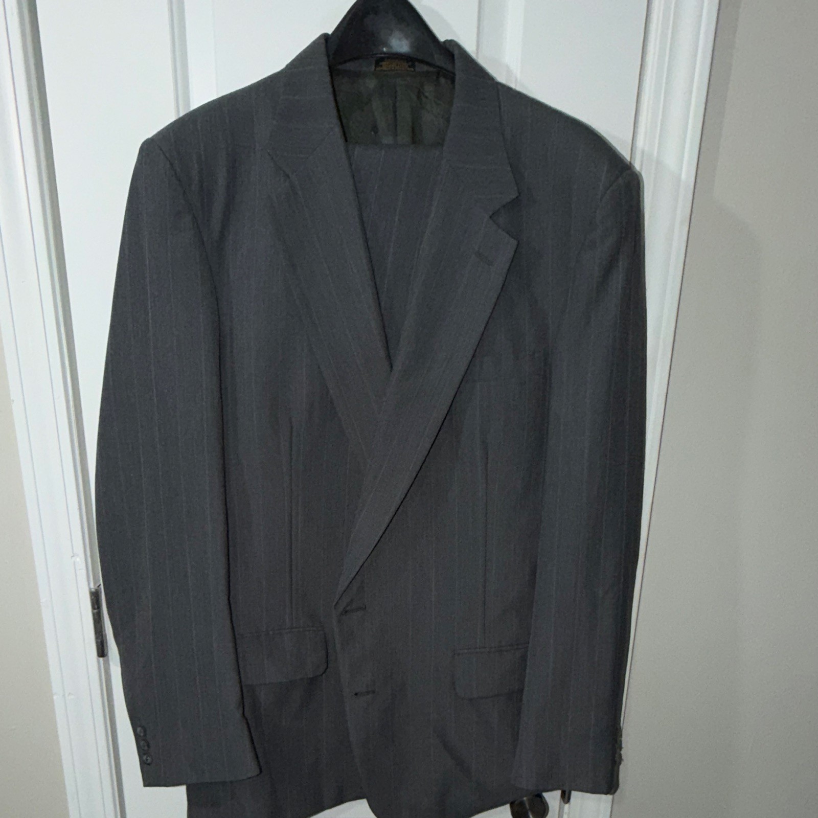 Towncraft Men’s Custom Fit 2-Piece Gray Striped Suit 52 Regular 42×33