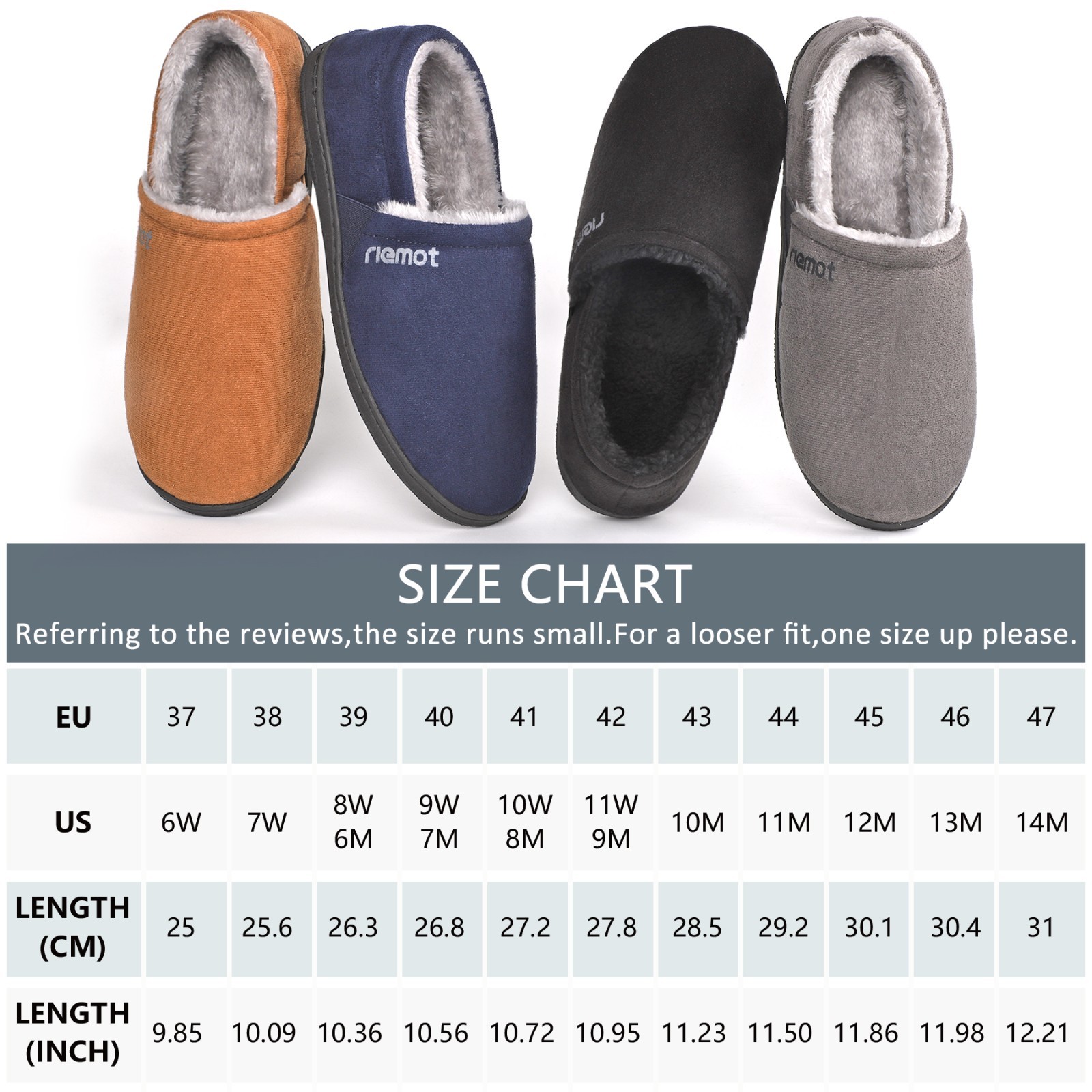 riemot Cozy Memory Foam Moccasin Slippers Mens Womens Home House Shoes