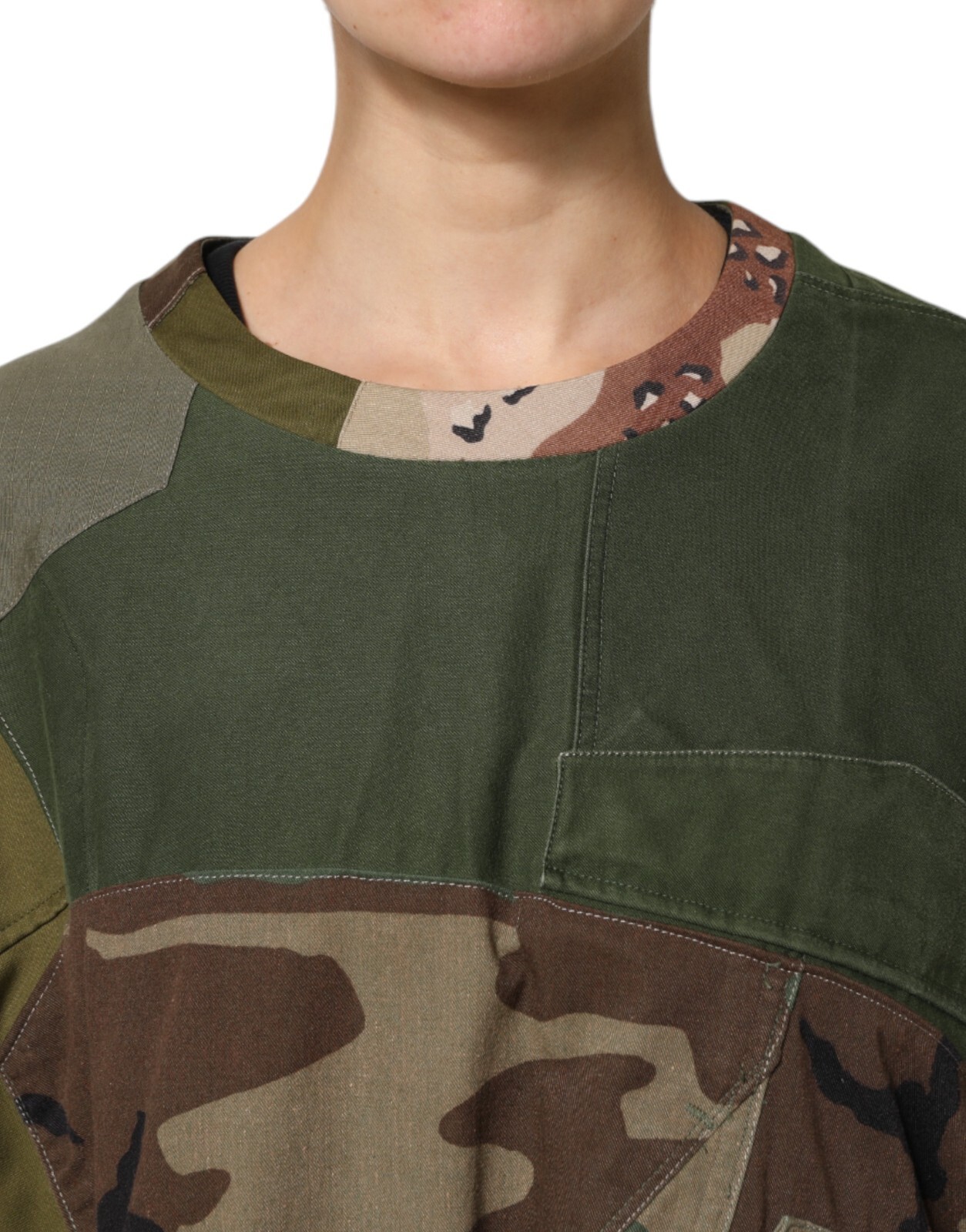DOLCE & GABBANA T-shirt Multicolor Camouflage Oversized Top IT46/US12/XL 1050usd