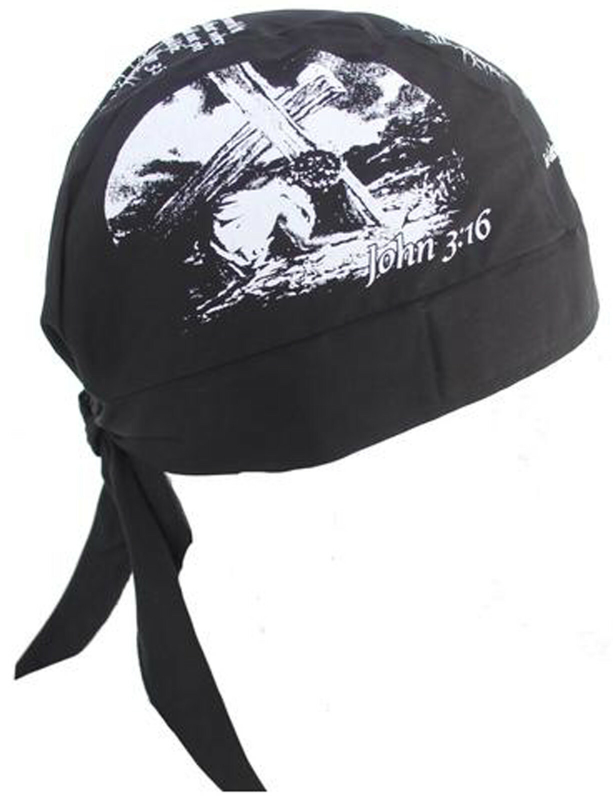 John 3:16 Christian Biker Doo Rag Black Motorcycle Skull Cap Chemo Bandana Wrap