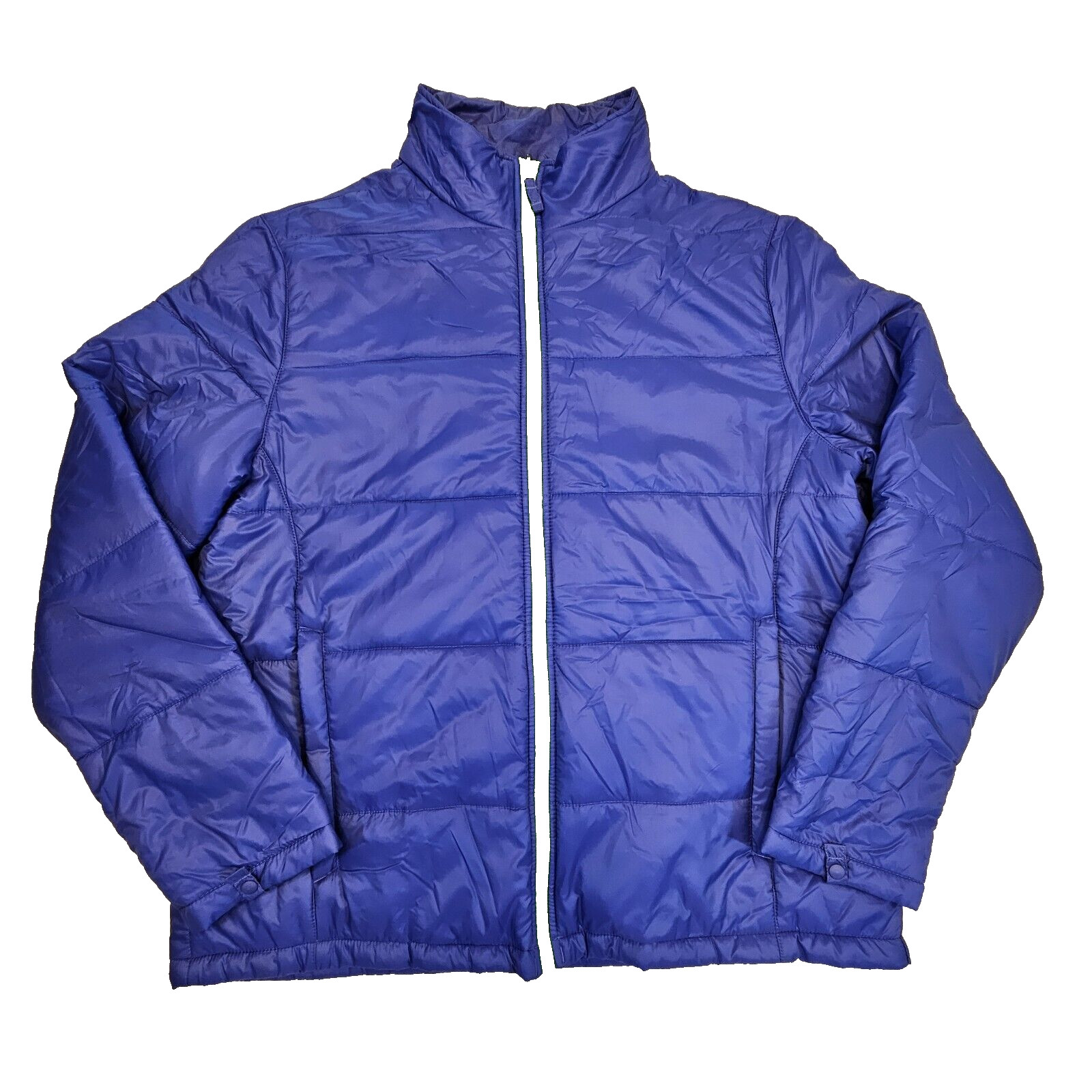 Lands’ End Primaloft Full Zip Puffer Jacket Lightweight Pockets Gorpcore Blue L