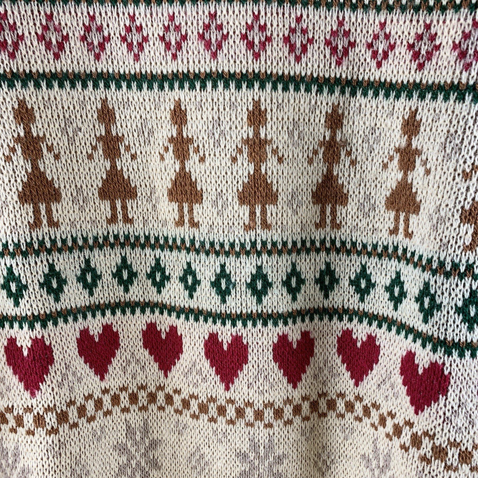 Vintage 80s 90s Womens Fair Isle Novelty Sweater Sz XS/S Holiday Cottagecore