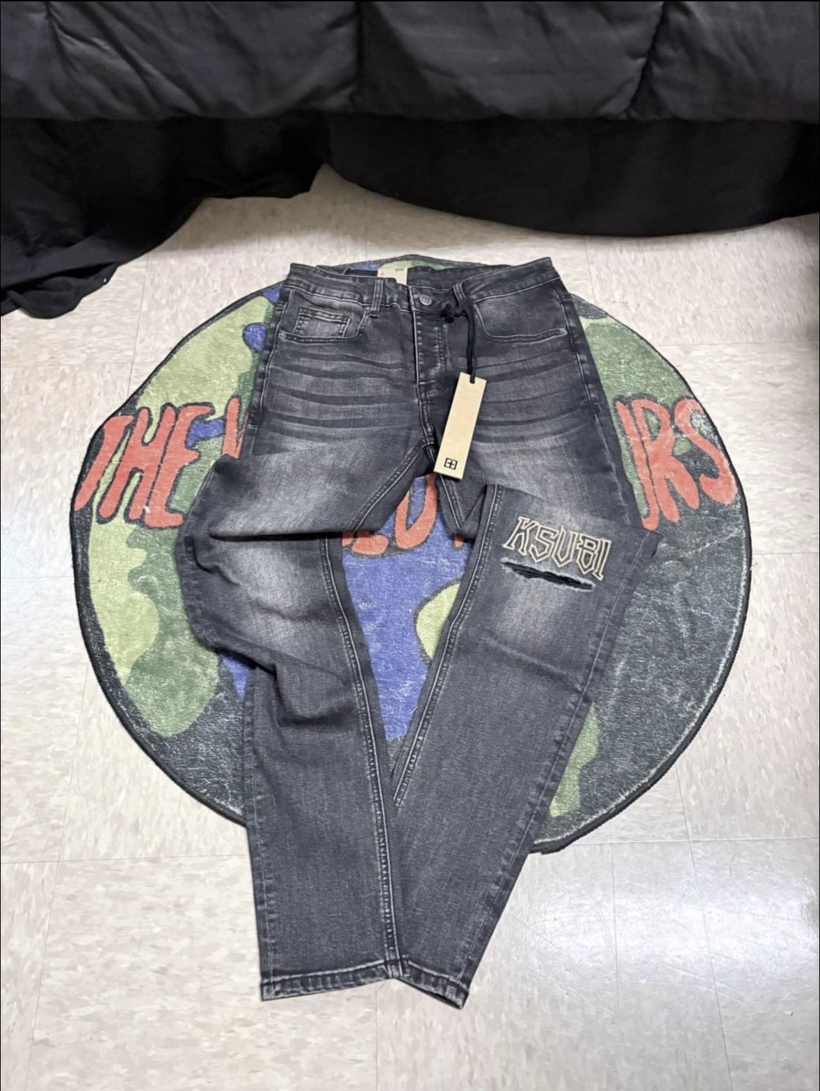 Ksubi Men’s Gray Dark Wash Skinny Slim Fit Denim Jeans New with Tags