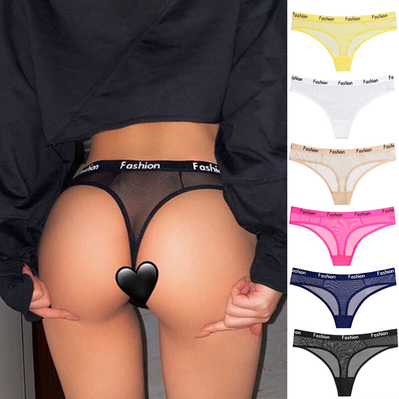 6 Packs Lot Womens Sexy Panties Thong G string High Cut Sheer Ladies Underwear
