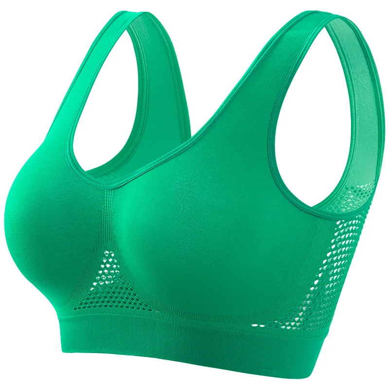 Plus Size Mesh Sports Bra Seamless Wireless Ribbed Crop Top S-5XL