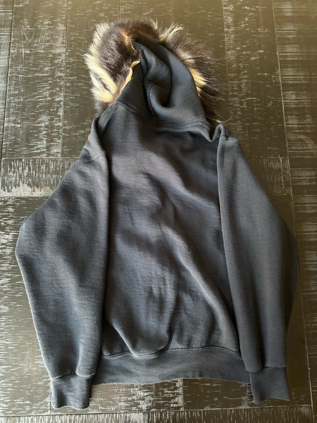 Kentuckyboytyler 1 of 1 Russell Athletic Skunk Fur Trim Distressed Hoodie