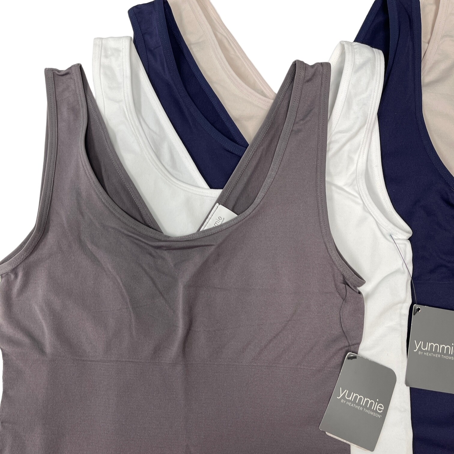 Yummie Tank Top Seamless 2 Way Shaper V Neck Scoop Cami Slimmer Moderate Control