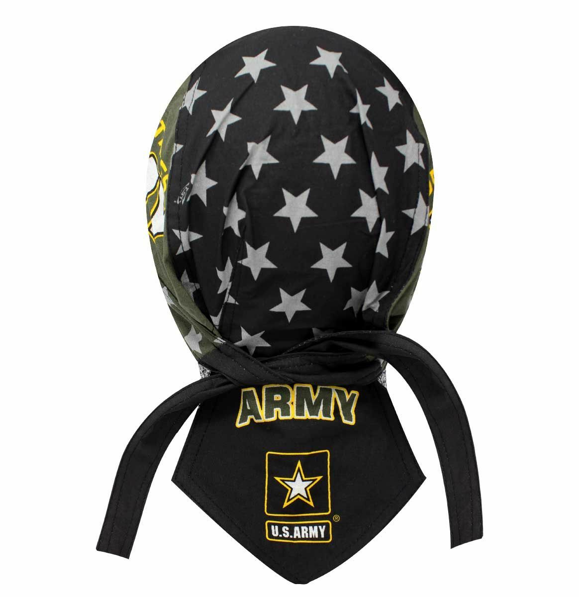 US Army Military Doo Rag Head Wrap Skull Cap Durag Sweatband Combat Stars Black