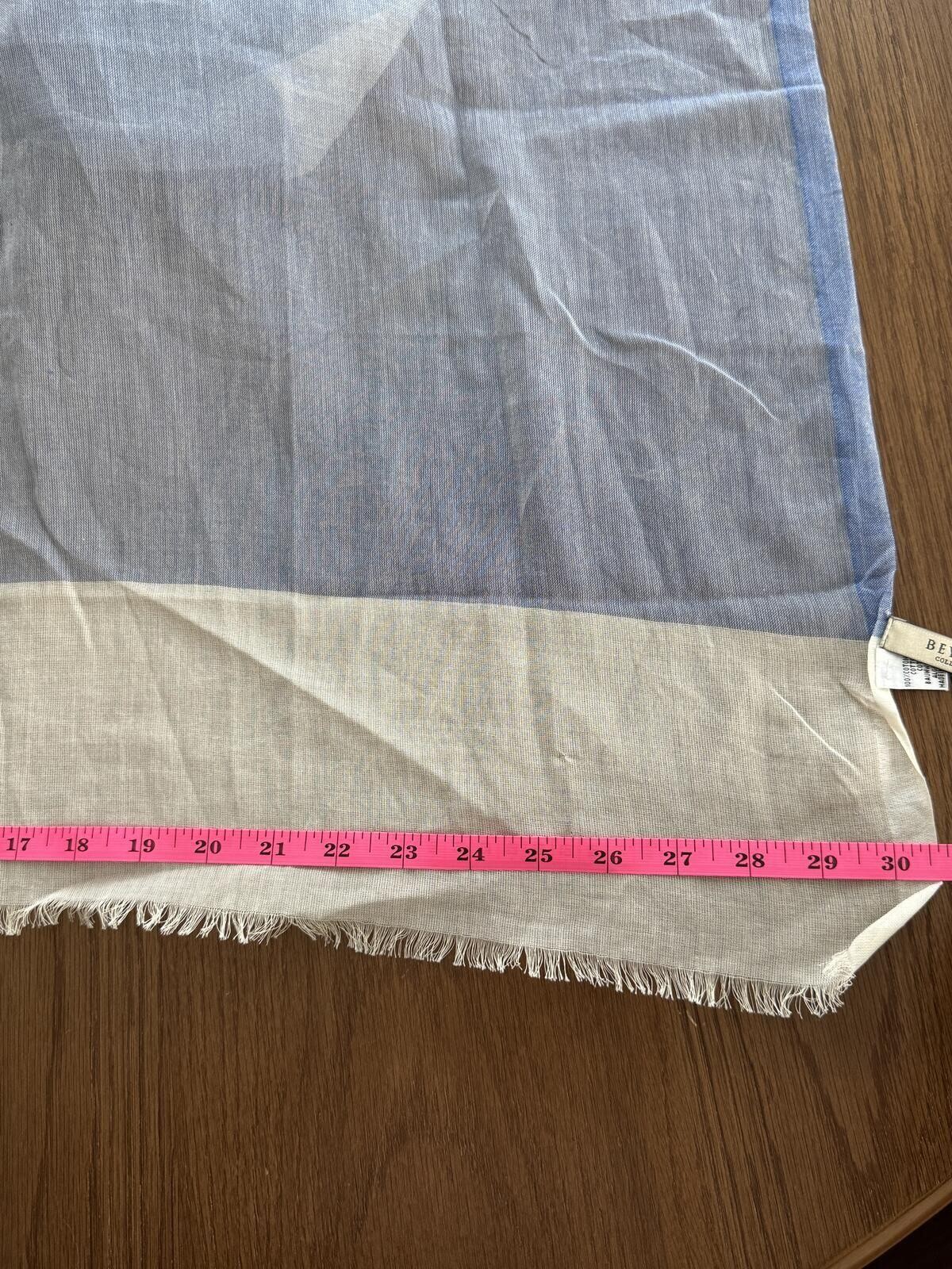 Lightweight Cotton Blue and Cream Shawl Scarf Wrap Made in Italy