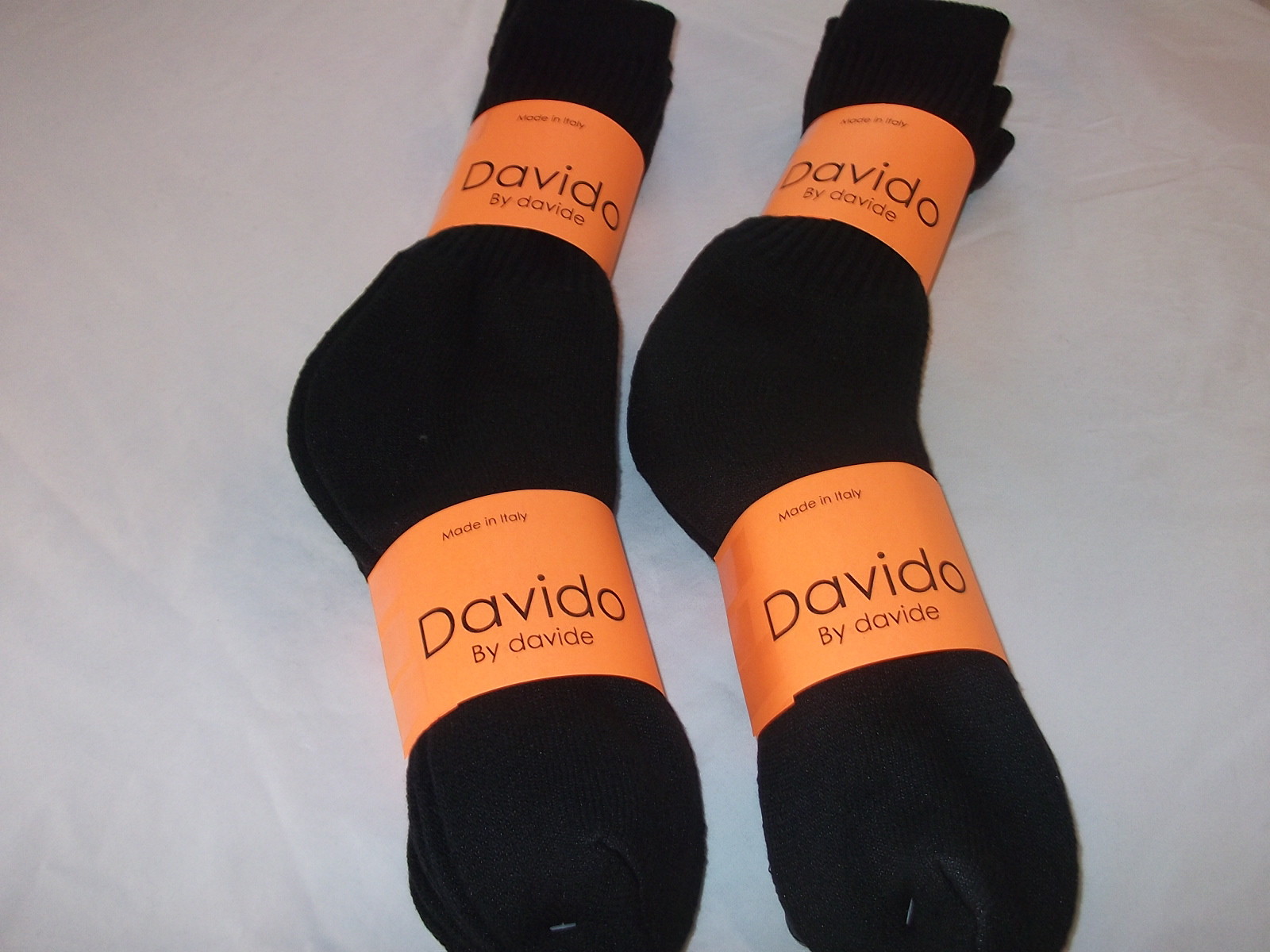 Davido Mens socks crew casual made in Italy 100% cotton 6 pack black