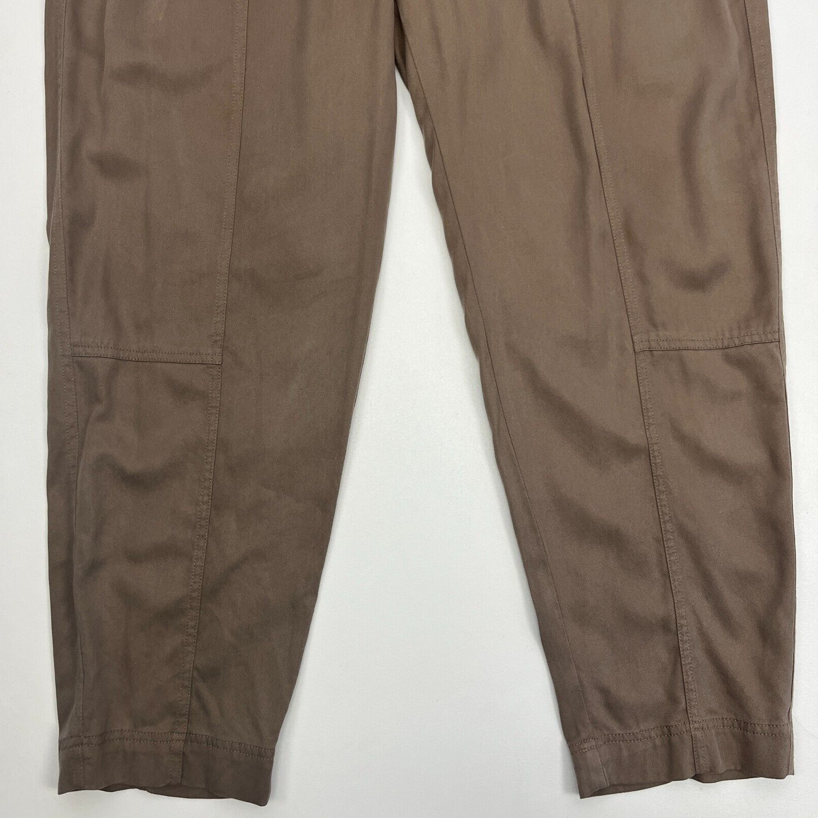 Sundance Fluid Days Pants Lyocell Viscose High Waist Belted Clay Brown Size 14