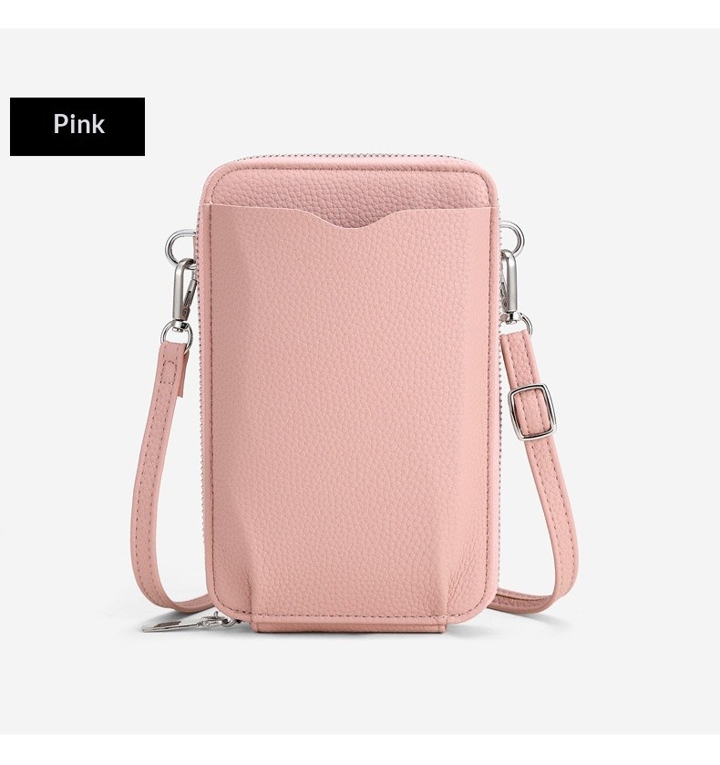 Lychee Pattern Vertical Zip-Around Phone Bag Wallet Card Holder