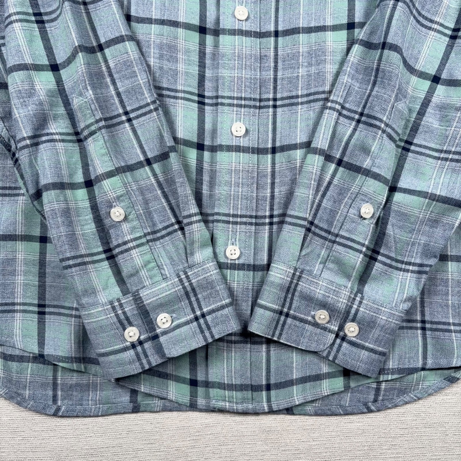 The Normal Brand Jasper Shirt Mens Size L Blue Plaid Cotton Long Sleeve Button