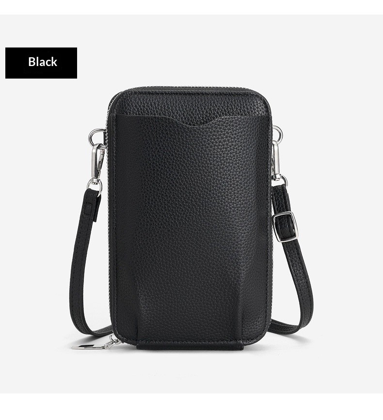 Lychee Pattern Vertical Zip-Around Phone Bag Wallet Card Holder