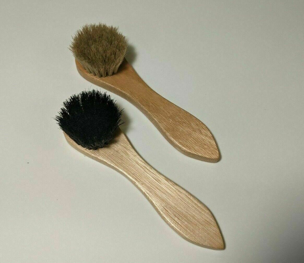 Shoe Shine Applicator Brush Dauber 100% Horsehair Wood Handle Small Size 6″