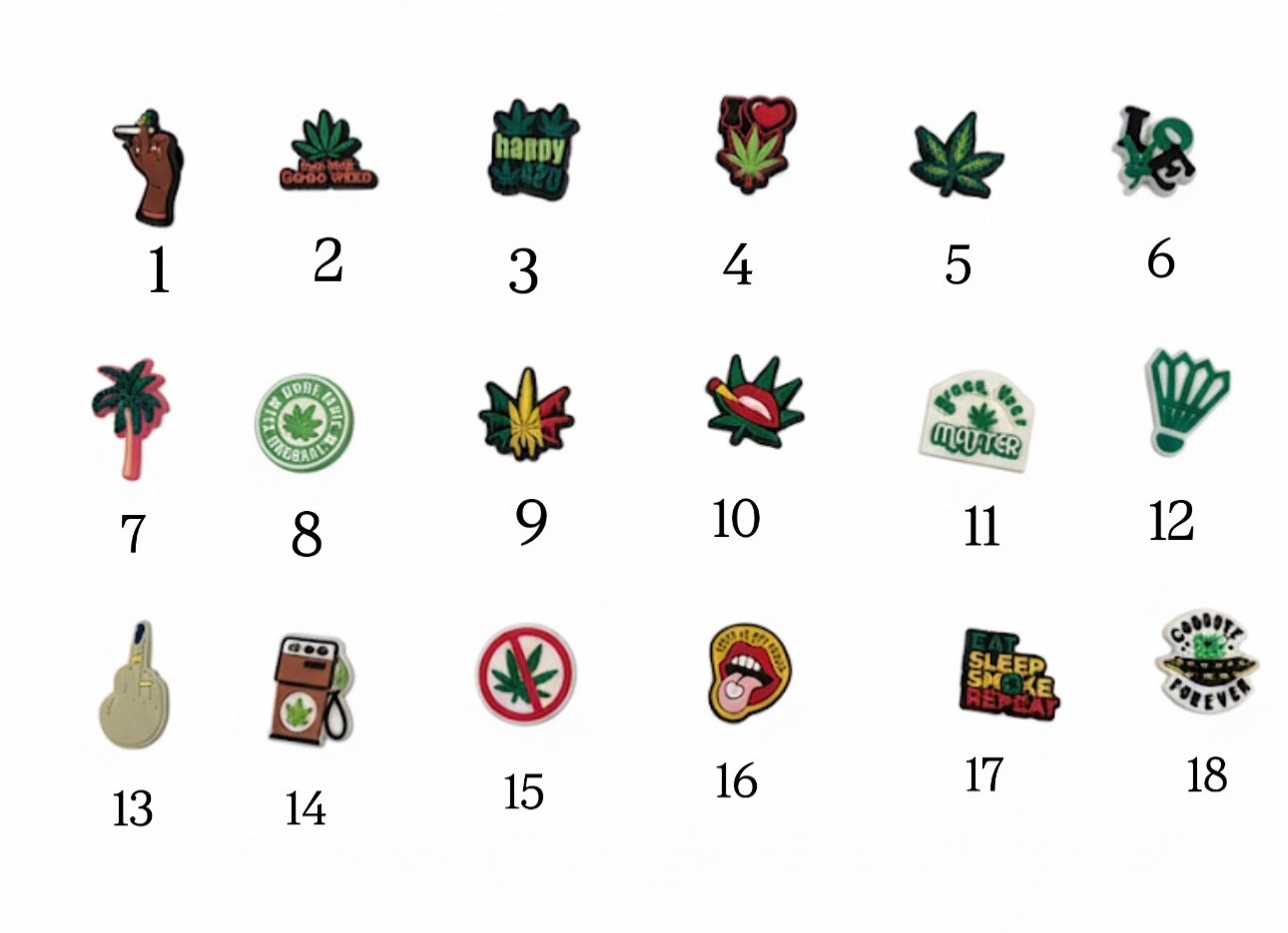 Cannabis Weed Leaf Charms for Crocs Shoes Accessories Jibbitz Style 1 Pcs|18 Set