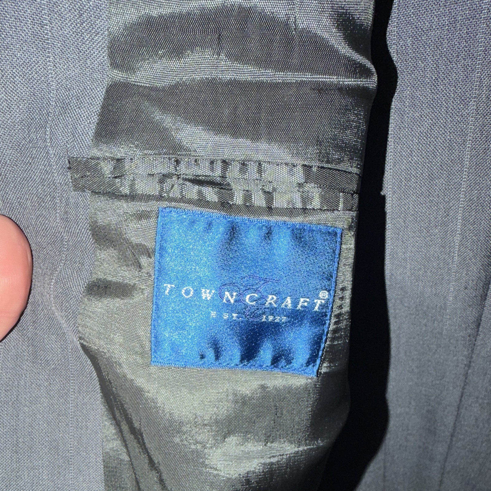 Towncraft Men’s Custom Fit 2-Piece Gray Striped Suit 52 Regular 42×33