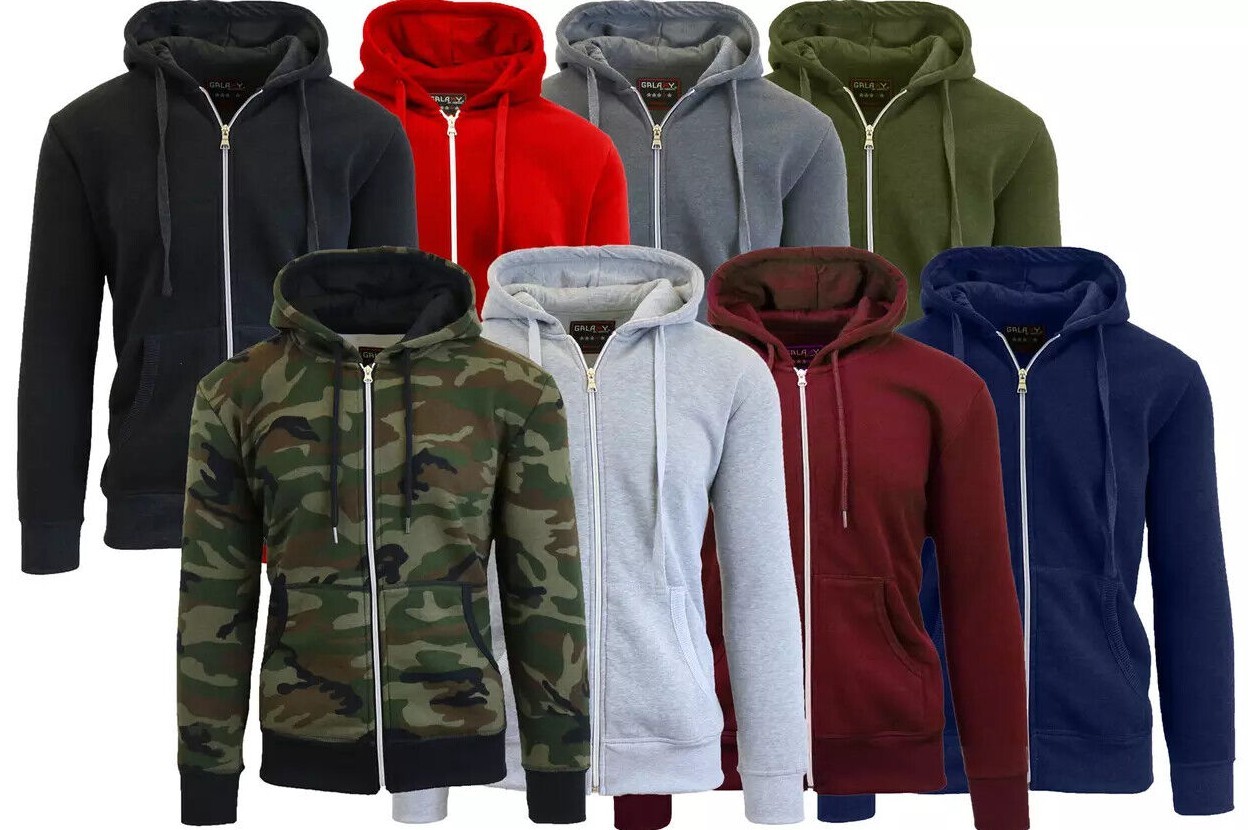 Galaxy Men’s Fleece-Lined Heavyweight Pocket Hoodie Zip Sweater (Size S-5XL) NWT