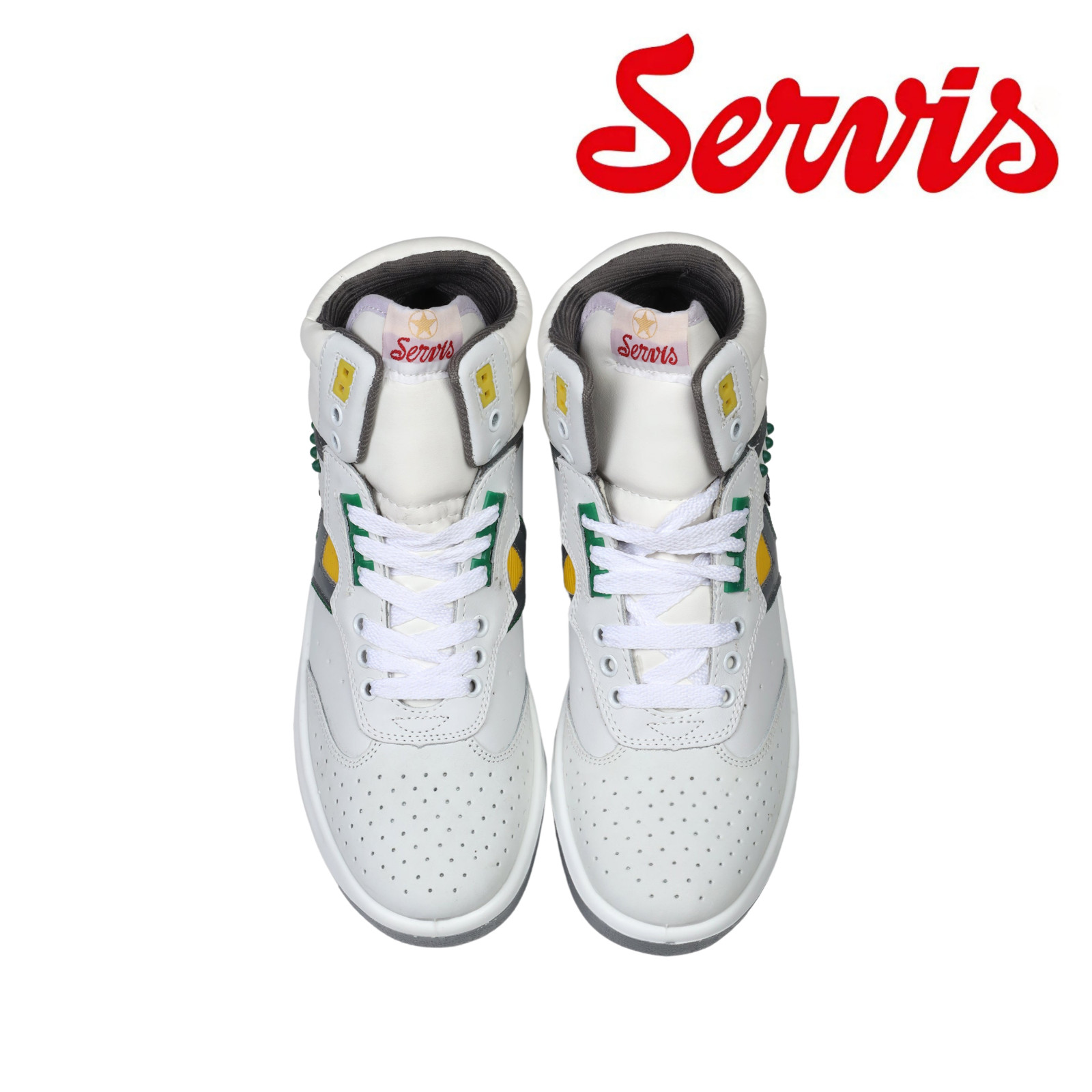 Servis Cheetah High Top Trainers White Yellow Green Shoes Afghani Tali Style OG
