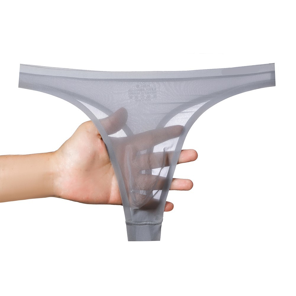 Men’s Seamless Ice Silk Thong with 3D Bulge Pouch T-Back and Lightweight Feel