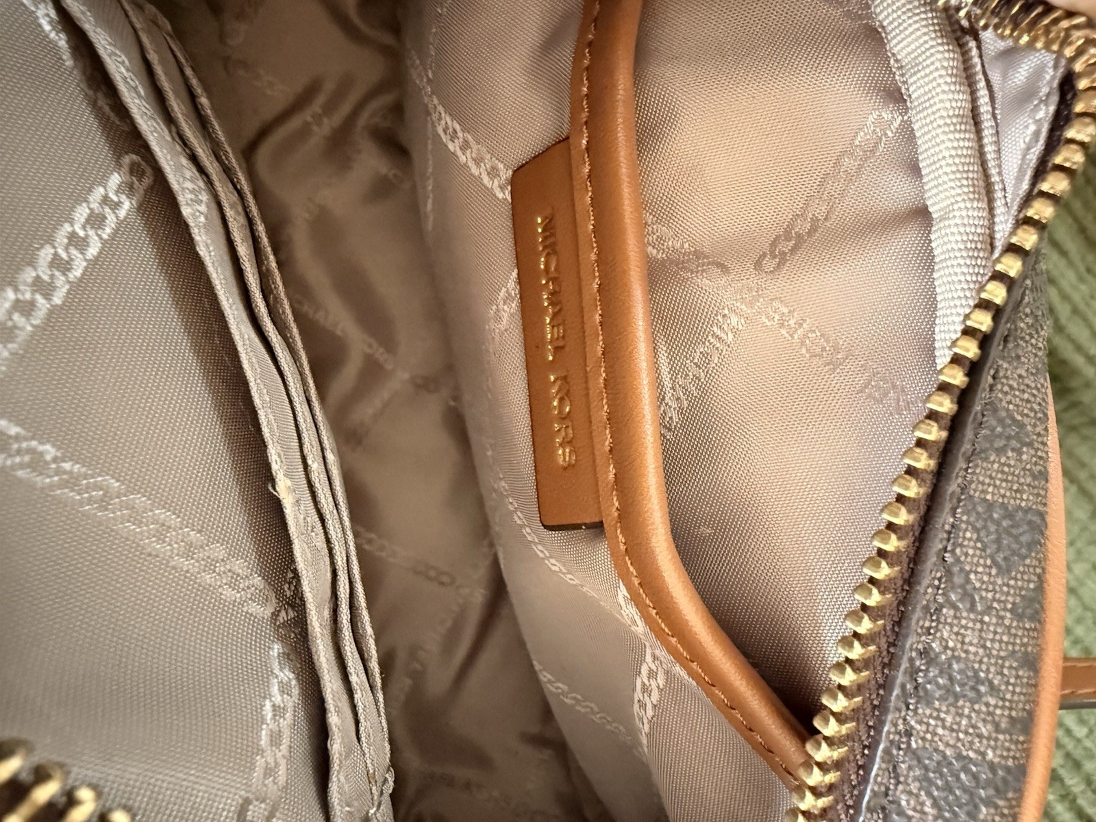 Michael Kors Brown Logo Zip Crossbody Bag Small Adjustable Strap