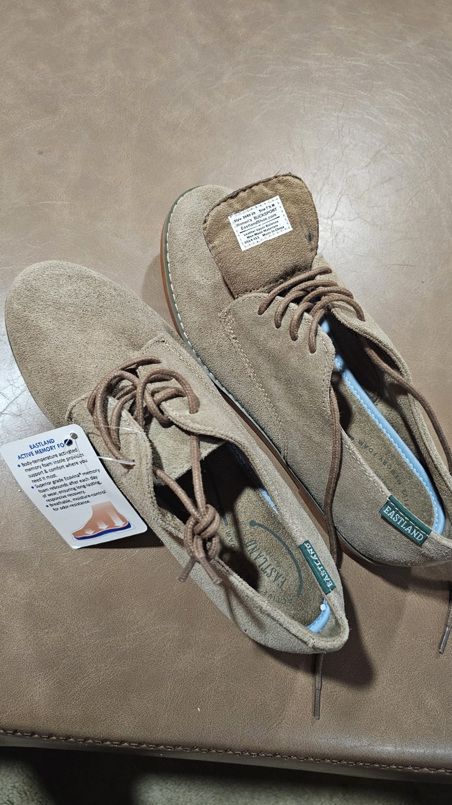 Eastland Bucksport Men’s Beige Suede Oxford Lace-Up Comfort Shoes US 7 M