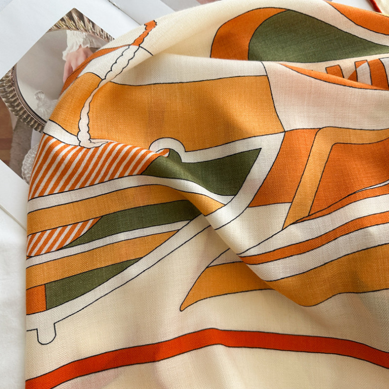 70% Cashmere 30% Silk Wrap Scarf vent Print Double Face Print Shawl 135X135cm