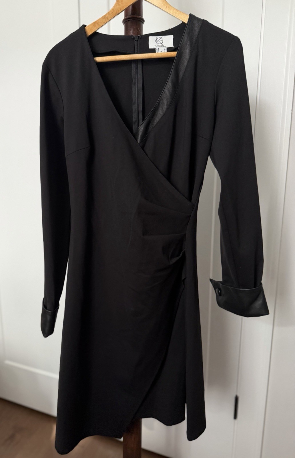 KG’s House of Fashion Ponte Di Roma Dress Black Flattering Waist Slimming sz 8 M