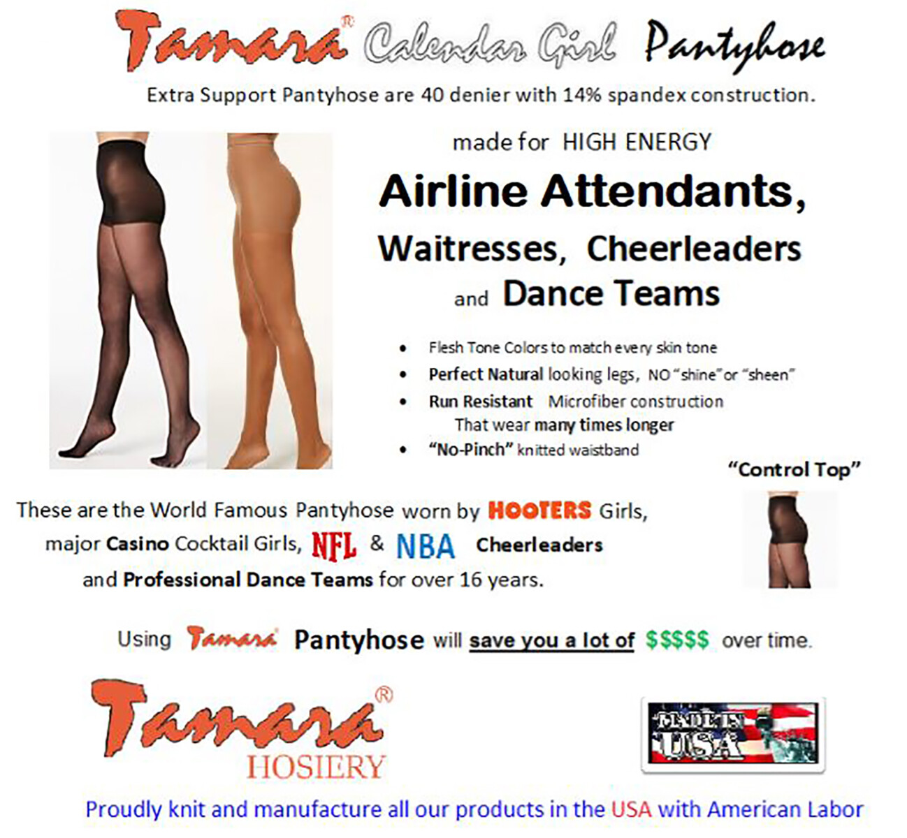 TAMARA PANTYHOSE & TIGHTS Compression Nylons/Hosiery PICK COLOR B C D Q 2XL 3XL