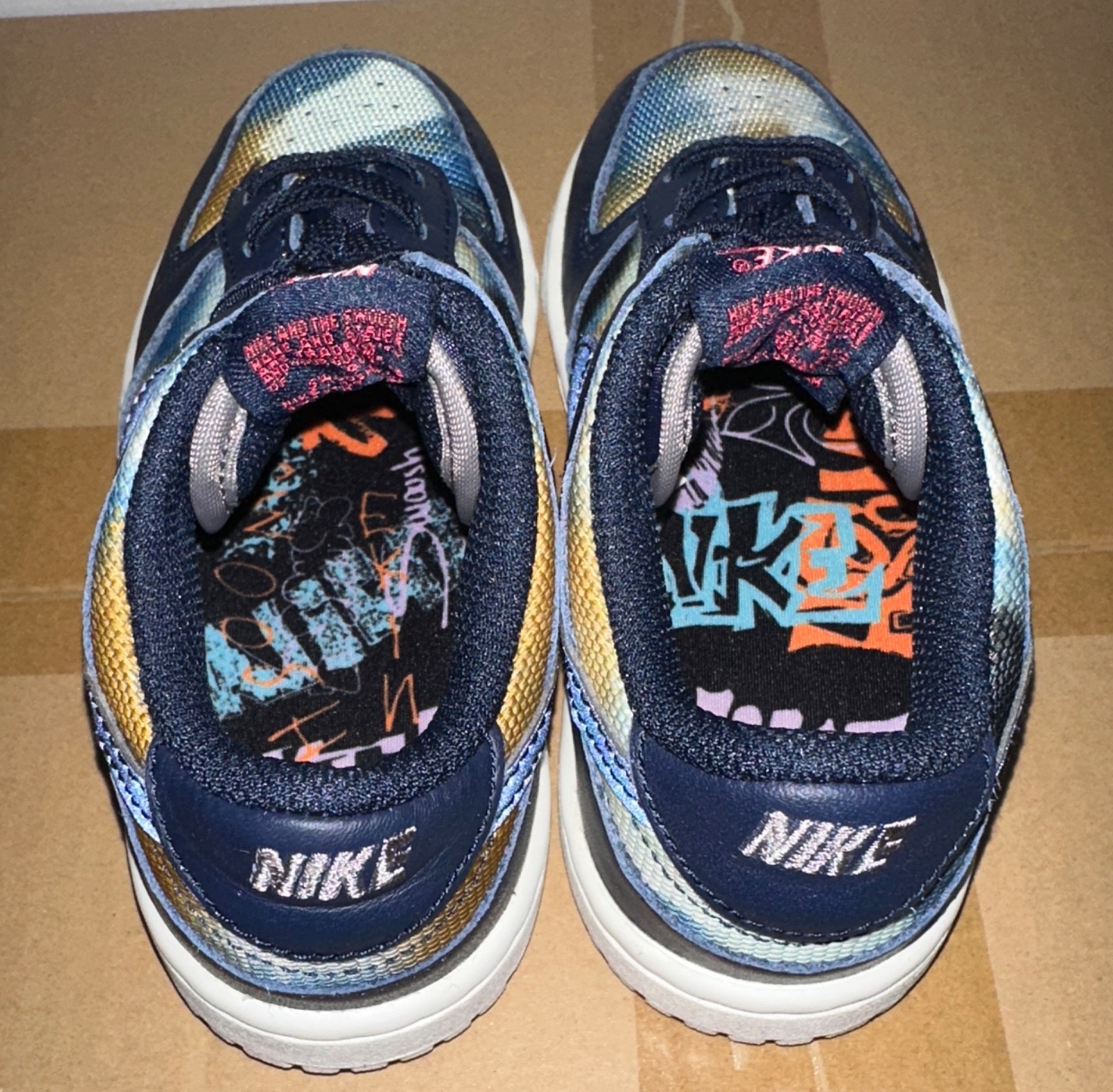 Nike Dunk Low TD DM1048-400 Blue Multi Color Graffiti Toddler Size 10C Shoes