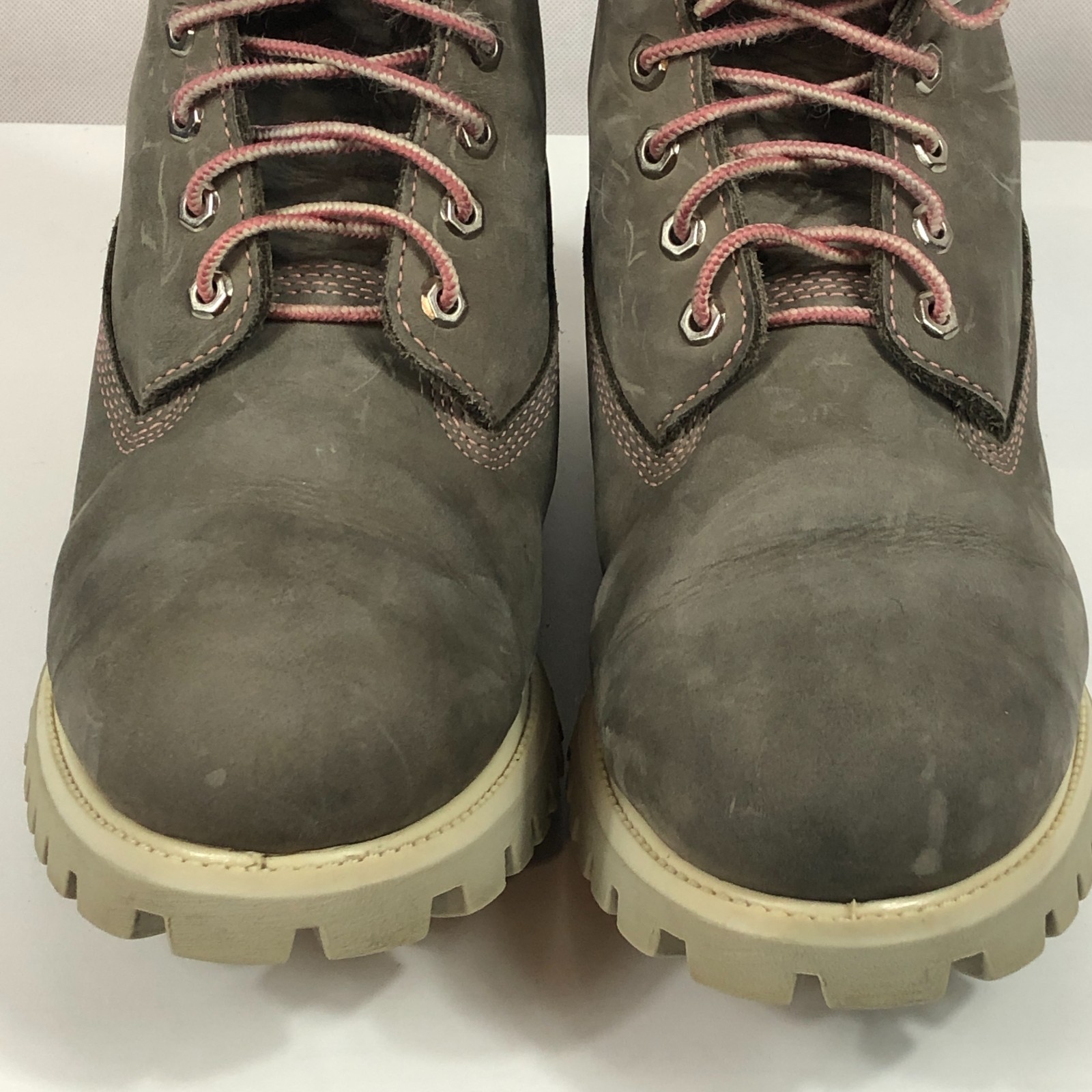 Timberland Boots Gray Pink Shoe String Womens Size 10 Mens Size 8