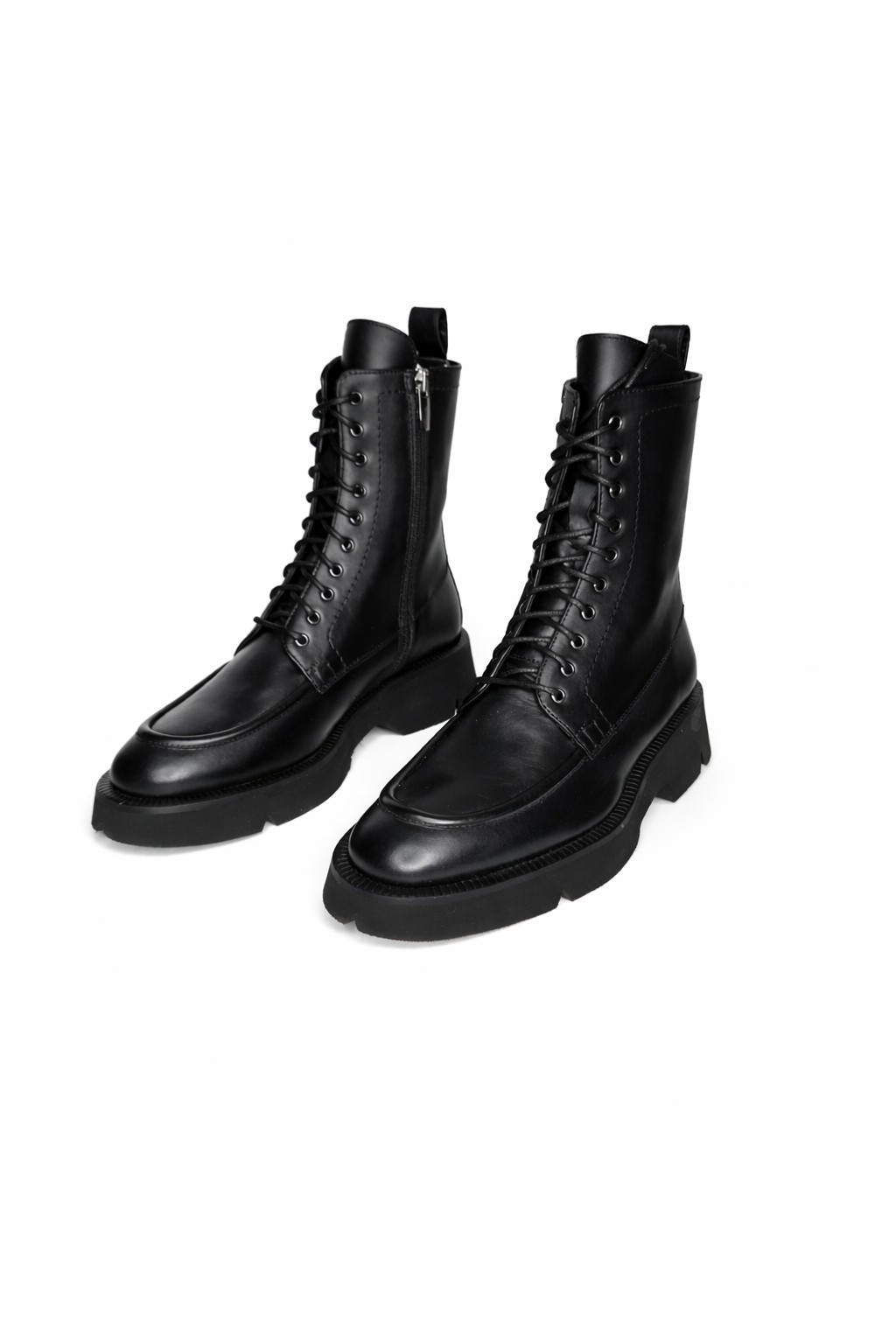 La Canadienne Benlace Black Leather Lace-Up Combat Boots Waterproof Women’s…