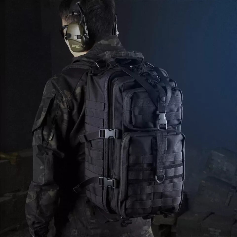30L Outdoor Military Black Tactical Rucksack Backpack Camping Hiking Travel Bag