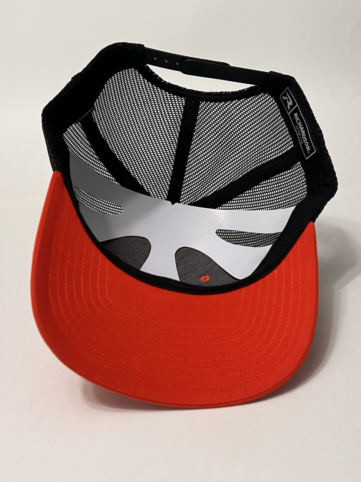 Benelli Leather Patch Richardson 112 Hat Orange/Black Mesh Back Trucker Cap NWT