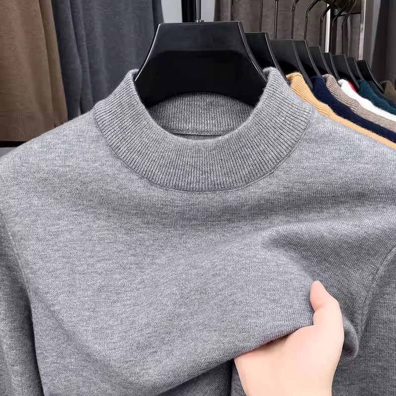 Men’s Cashmere Sweater Mock Neck Sweaters Knit Pullover for Male Men Knitwear.