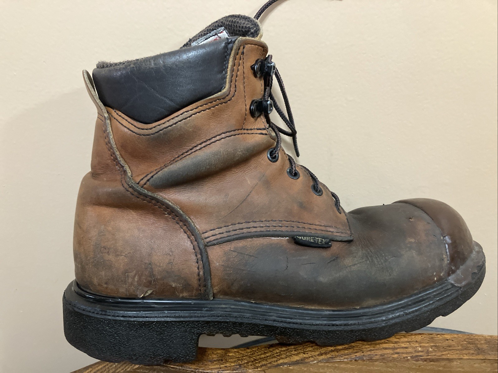 Red Wing Men’s 4425 6 Inch Work Boot Size 11.5 D USA with Tuff Toe added.