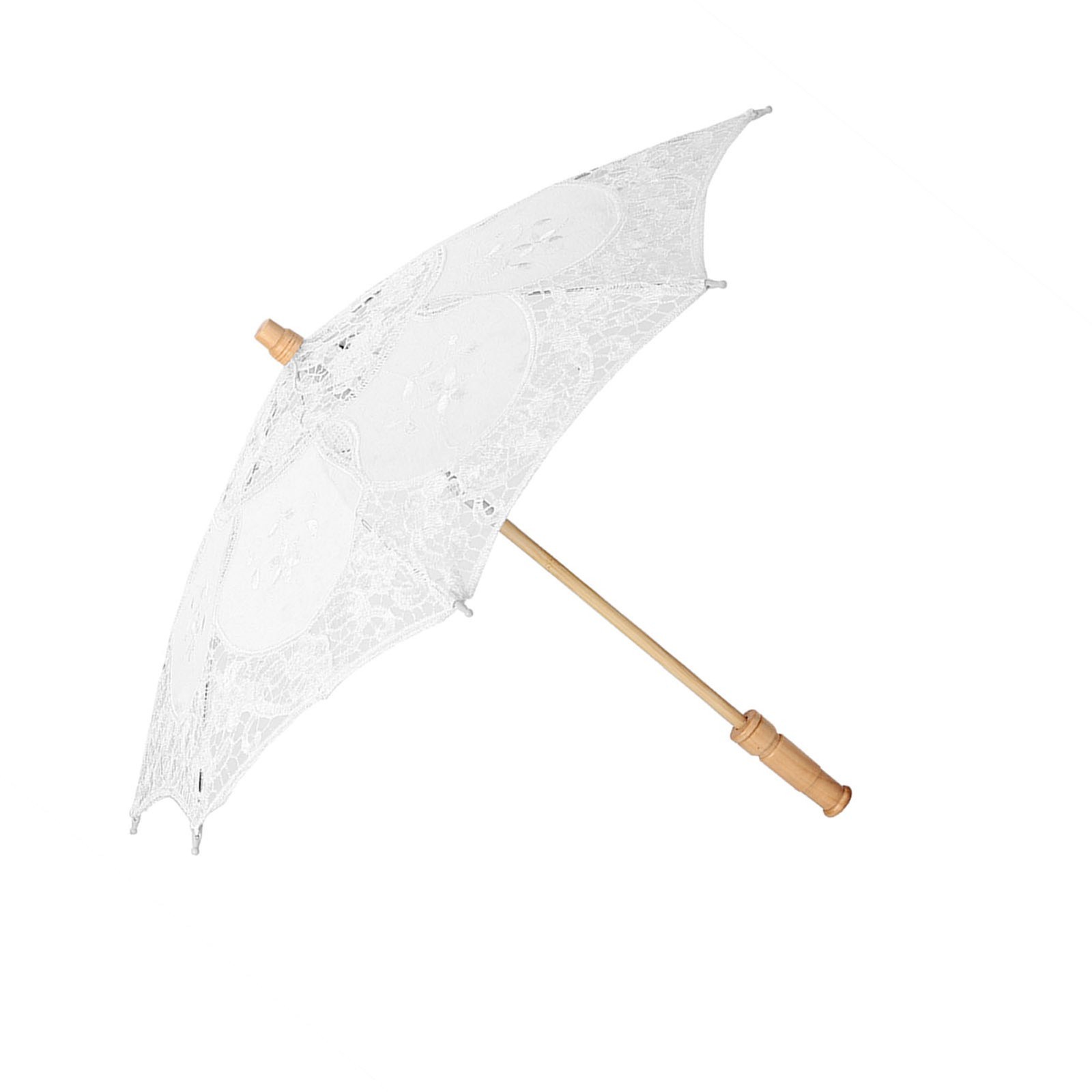 Handmade Lace Flower Embroidery Parasol Wedding Bride Photography Umbrella White