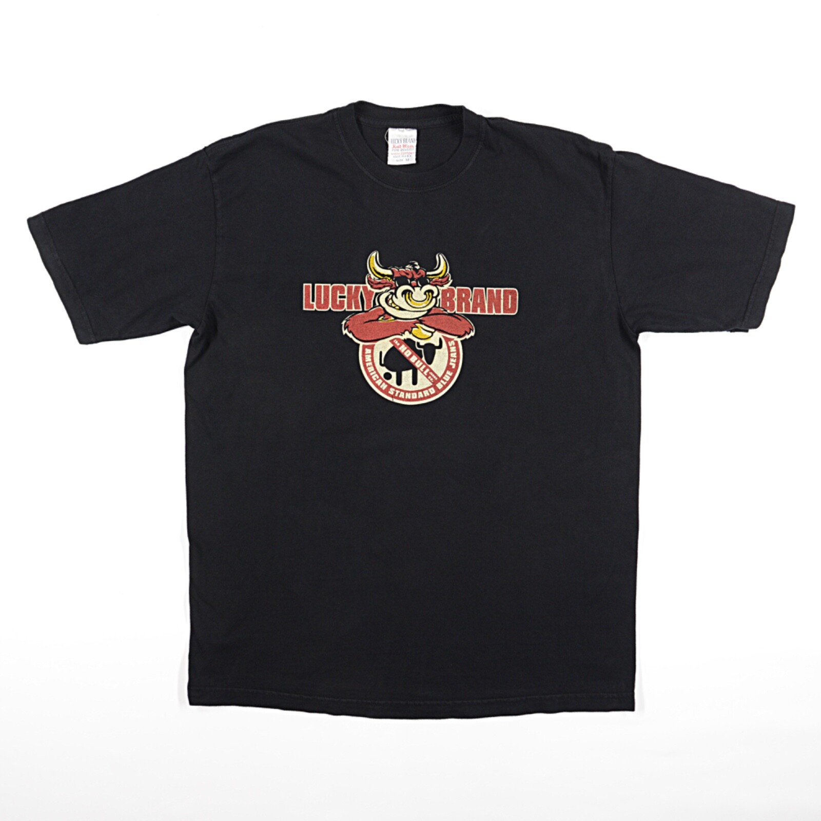VTG LUCKY BRAND “The No Bull Jeans Co Fine Quality Knit-Wear” T-Shirt Medium Y2k