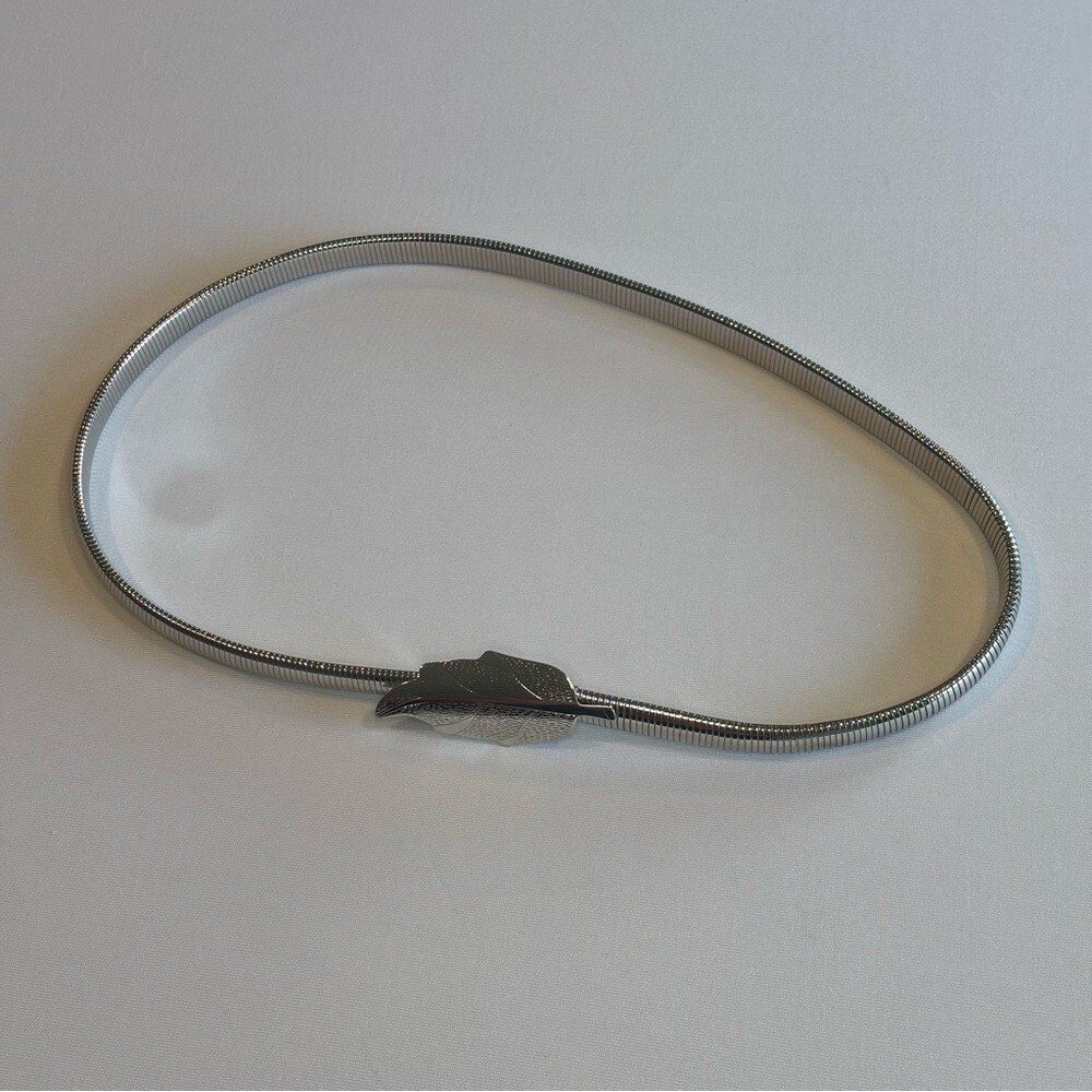 SILVER LEAF BUCKLE Elastic Stretch Waist Belt