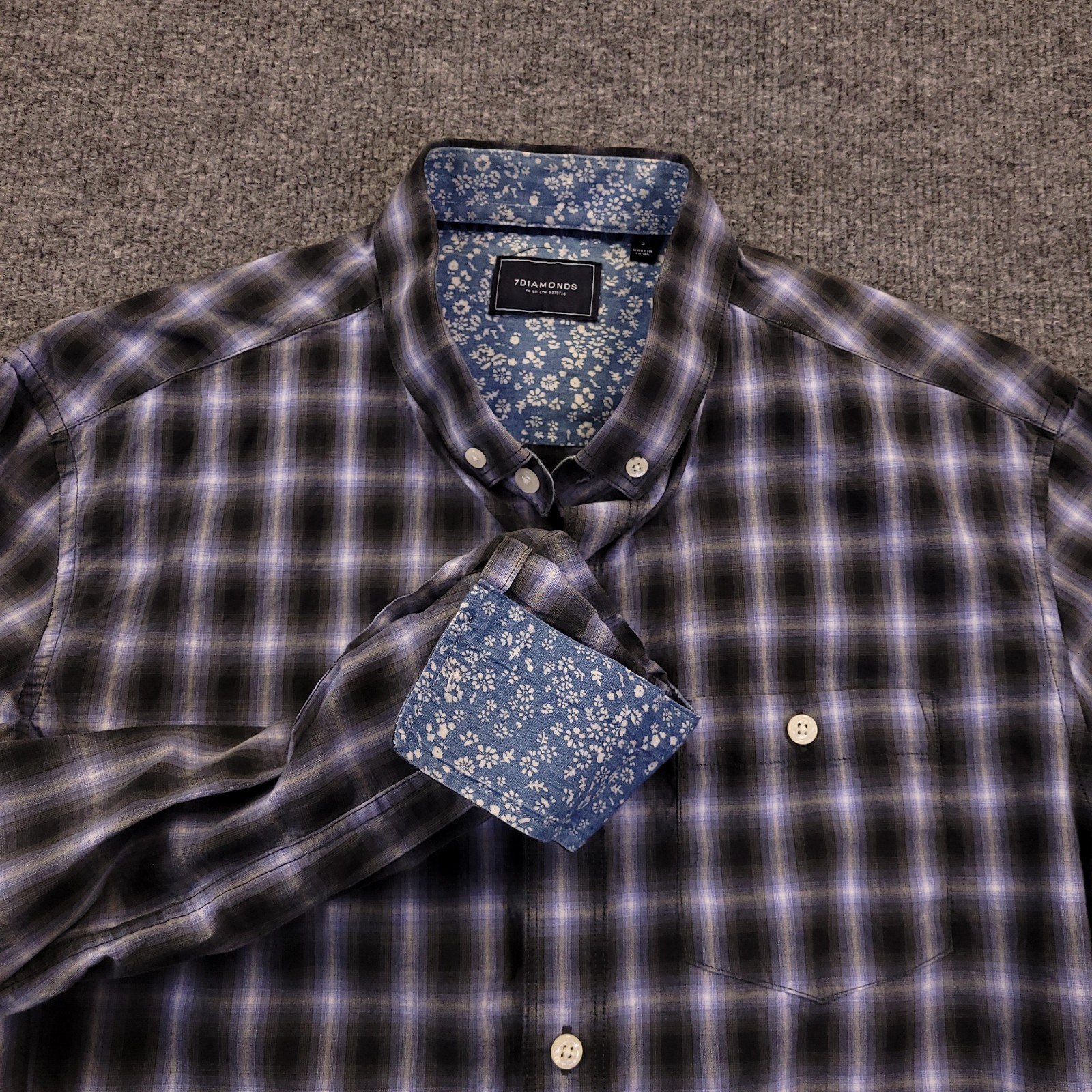 7D 7 Diamonds Higher Ground Shirt Mens Small Abstract Windowpane Cotton