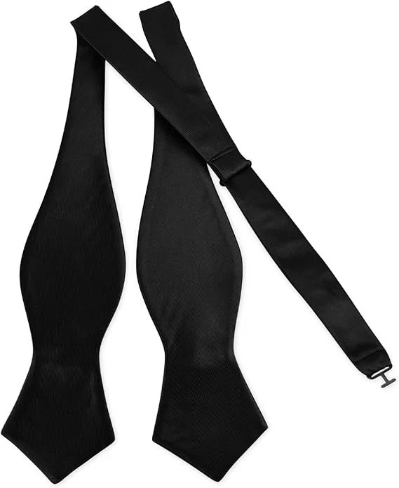 Men’s Exquisite Woven Silk Self Bowtie Solid Diamond Bow Ties Black